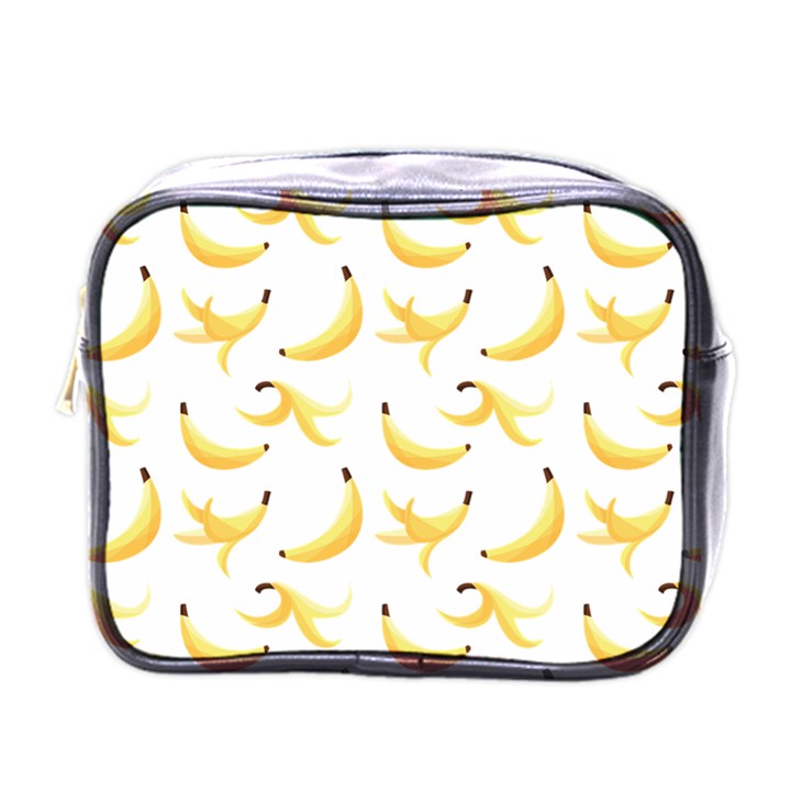 Yellow Banana and peels pattern with polygon retro style Mini Toiletries Bag (One Side)