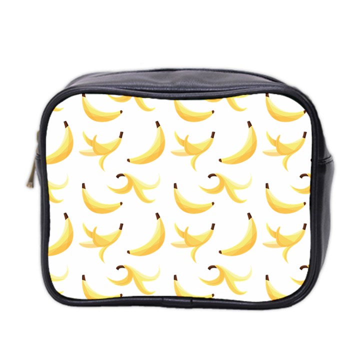 Yellow Banana and peels pattern with polygon retro style Mini Toiletries Bag (Two Sides)