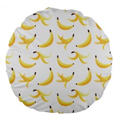 Yellow Banana And Peels Pattern With Polygon Retro Style Large 18  Premium Round Cushions by genx