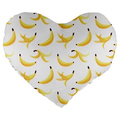 Yellow Banana And Peels Pattern With Polygon Retro Style Large 19  Premium Flano Heart Shape Cushions by genx