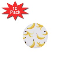 Yellow Banana And Peels Pattern With Polygon Retro Style 1  Mini Buttons (10 Pack)  by genx