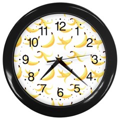 Yellow Banana And Peels Pattern With Polygon Retro Style Wall Clock (black) by genx