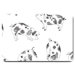 Pigs Handrawn Black And White Square13k Black Pattern Skull Bats Vintage K Large Doormat  by genx