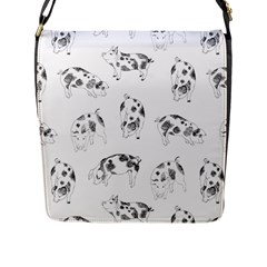 Pigs Handrawn Black And White Square13k Black Pattern Skull Bats Vintage K Flap Closure Messenger Bag (l) by genx