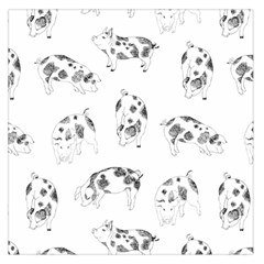 Pigs Handrawn Black And White Square13k Black Pattern Skull Bats Vintage K Large Satin Scarf (square) by genx