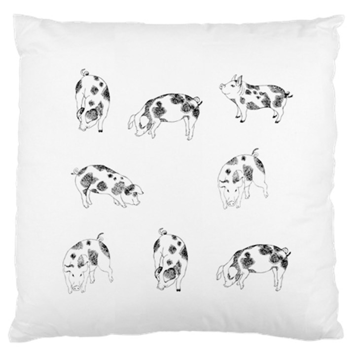 Pig pattern Hand drawn with funny cow spots Black And White Large Flano Cushion Case (One Side)