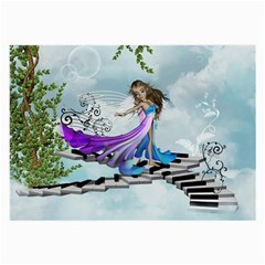 Cute Fairy Dancing On A Piano Large Glasses Cloth (2-side) by FantasyWorld7