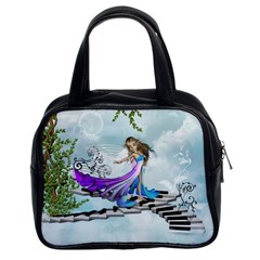 Cute Fairy Dancing On A Piano Classic Handbag (two Sides) by FantasyWorld7