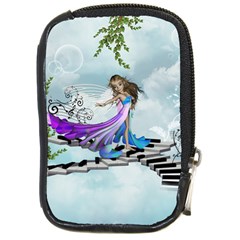 Cute Fairy Dancing On A Piano Compact Camera Leather Case by FantasyWorld7