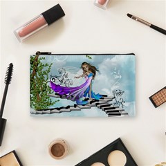 Cute Fairy Dancing On A Piano Cosmetic Bag (small) by FantasyWorld7