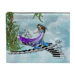 Cute Fairy Dancing On A Piano Cosmetic Bag (xl) by FantasyWorld7