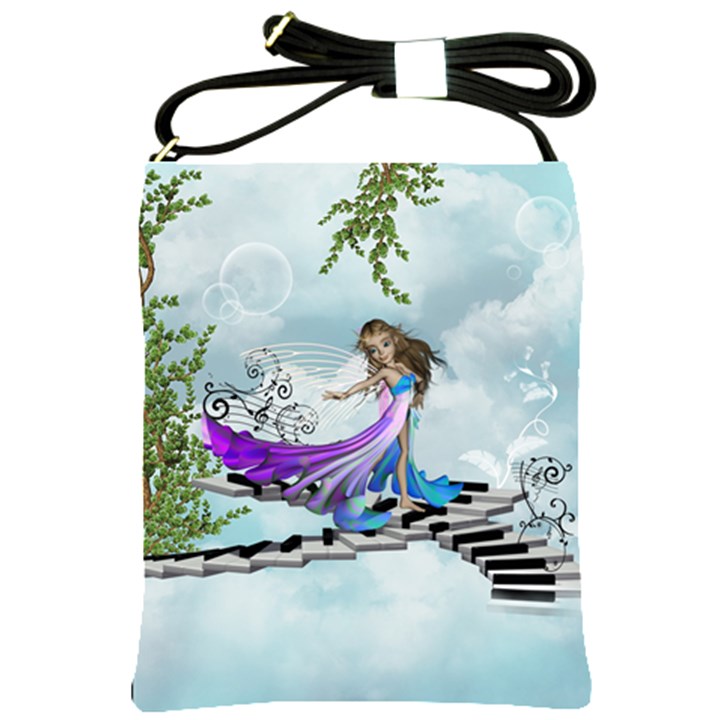 Cute Fairy Dancing On A Piano Shoulder Sling Bag