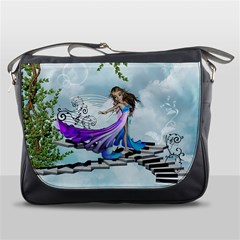 Cute Fairy Dancing On A Piano Messenger Bag by FantasyWorld7