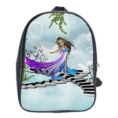 Cute Fairy Dancing On A Piano School Bag (xl) by FantasyWorld7