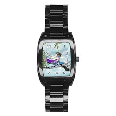 Cute Fairy Dancing On A Piano Stainless Steel Barrel Watch by FantasyWorld7