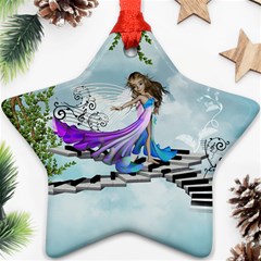 Cute Fairy Dancing On A Piano Ornament (star) by FantasyWorld7