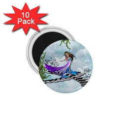 Cute Fairy Dancing On A Piano 1 75  Magnets (10 Pack)  by FantasyWorld7