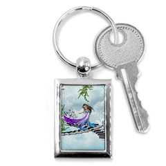 Cute Fairy Dancing On A Piano Key Chains (rectangle)  by FantasyWorld7