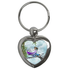 Cute Fairy Dancing On A Piano Key Chains (heart)  by FantasyWorld7