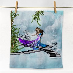 Cute Fairy Dancing On A Piano Face Towel by FantasyWorld7