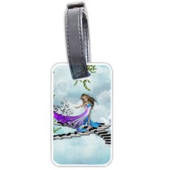 Cute Fairy Dancing On A Piano Luggage Tags (one Side)  by FantasyWorld7