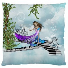 Cute Fairy Dancing On A Piano Standard Flano Cushion Case (one Side) by FantasyWorld7