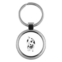 Pig Sniffing Hand Drawn With Funny Cow Spots Black And White Key Chains (round)  by genx