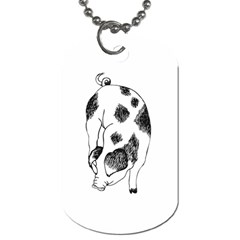 Pig Sniffing Hand Drawn With Funny Cow Spots Black And White Dog Tag (two Sides) by genx