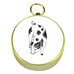 Pig Sniffing Hand Drawn With Funny Cow Spots Black And White Gold Compasses by genx