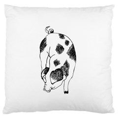 Pig Sniffing Hand Drawn With Funny Cow Spots Black And White Standard Flano Cushion Case (two Sides) by genx