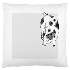 Pig Sniffing Hand Drawn With Funny Cow Spots Black And White Large Flano Cushion Case (one Side) by genx