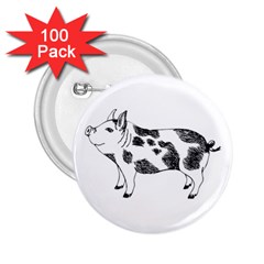 Pig Smiling Head Up Hand Drawn With Funny Cow Spots Black And White 2 25  Buttons (100 Pack)  by genx