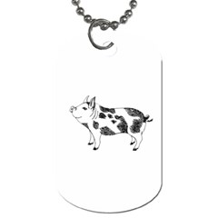 Pig Smiling Head Up Hand Drawn With Funny Cow Spots Black And White Dog Tag (one Side) by genx