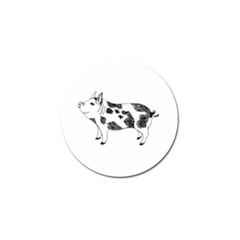 Pig Smiling Head Up Hand Drawn With Funny Cow Spots Black And White Golf Ball Marker by genx