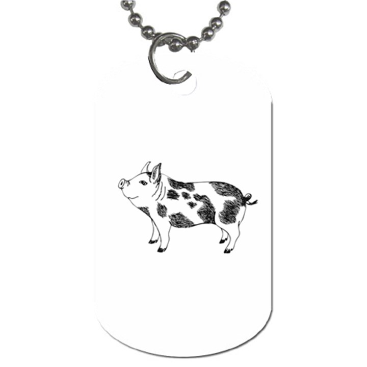 Pig smiling head up Hand drawn with funny cow spots Black And White Dog Tag (Two Sides)