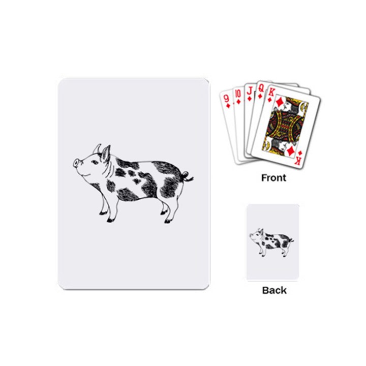 Pig smiling head up Hand drawn with funny cow spots Black And White Playing Cards (Mini)