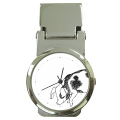 Pig Floppy Ears Hand Drawn With Funny Cow Spots Black And White Money Clip Watches by genx