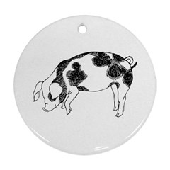 Pig Floppy Ears Hand Drawn With Funny Cow Spots Black And White Ornament (round)