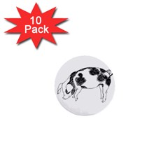 Pig Floppy Ears Hand Drawn With Funny Cow Spots Black And White 1  Mini Buttons (10 Pack)  by genx