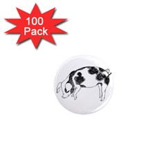 Pig Floppy Ears Hand Drawn With Funny Cow Spots Black And White 1  Mini Magnets (100 Pack)  by genx