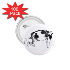 Pig Floppy Ears Hand Drawn With Funny Cow Spots Black And White 1 75  Buttons (100 Pack)  by genx