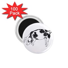 Pig Floppy Ears Hand Drawn With Funny Cow Spots Black And White 1 75  Magnets (100 Pack)  by genx