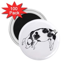 Pig Floppy Ears Hand Drawn With Funny Cow Spots Black And White 2 25  Magnets (100 Pack)  by genx