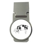 Pig floppy ears Hand drawn with funny cow spots Black And White Money Clips (Round)  Front