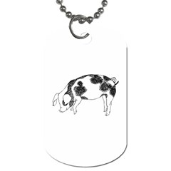 Pig Floppy Ears Hand Drawn With Funny Cow Spots Black And White Dog Tag (one Side) by genx