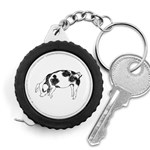 Pig floppy ears Hand drawn with funny cow spots Black And White Measuring Tape Front