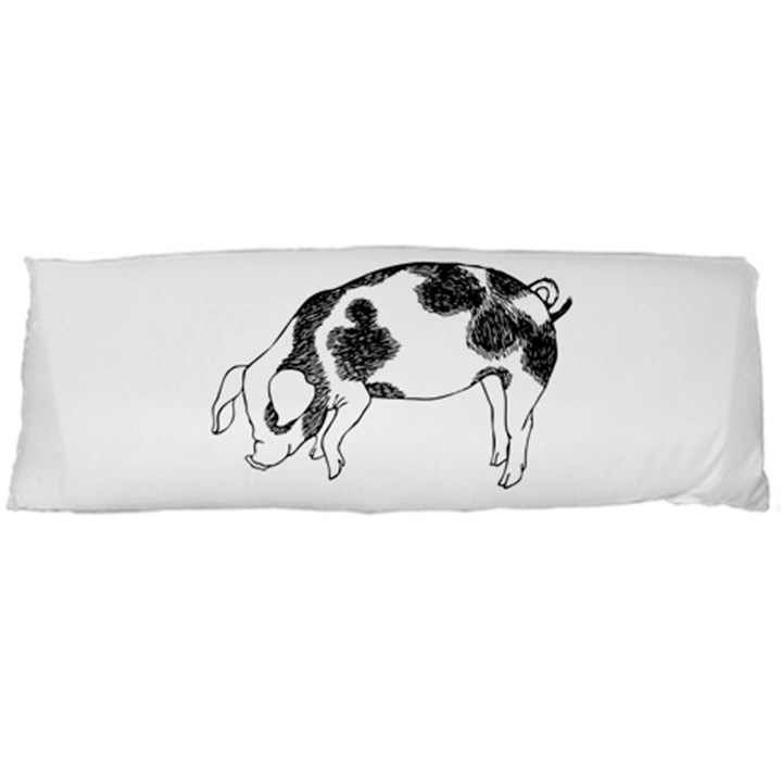 Pig floppy ears Hand drawn with funny cow spots Black And White Body Pillow Case (Dakimakura)