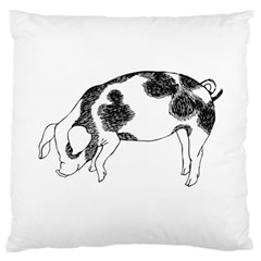 Pig Floppy Ears Hand Drawn With Funny Cow Spots Black And White Large Cushion Case (one Side) by genx