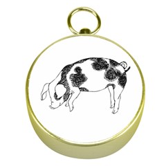 Pig Floppy Ears Hand Drawn With Funny Cow Spots Black And White Gold Compasses by genx