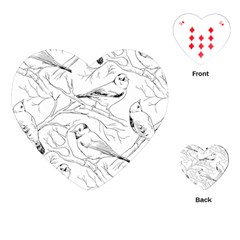 Birds Hand Drawn Outline Black And White Vintage Ink Playing Cards (heart) by genx